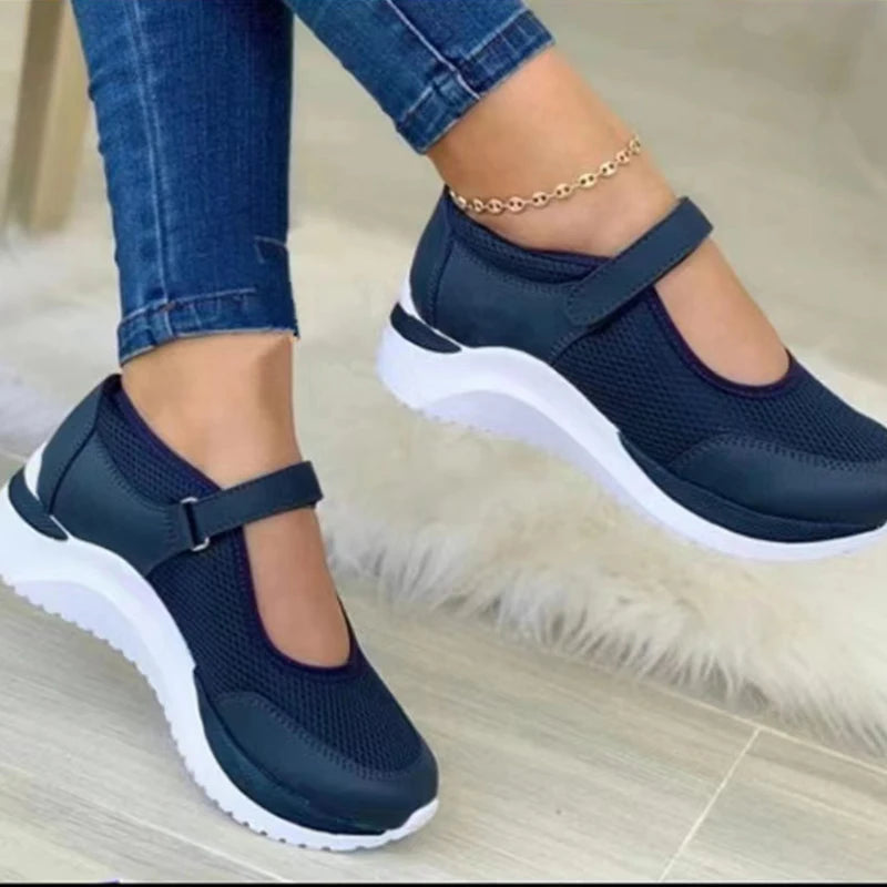 Round Head Knitted Women's Thick Sole Single Shoes