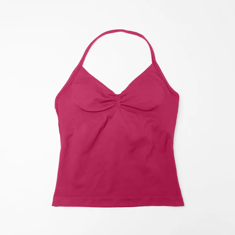 Sports Yoga Vest Women's Fitness Tank Top Gym Beautiful Open Back Bra Running Workout HalterLAGEN Impact Longline