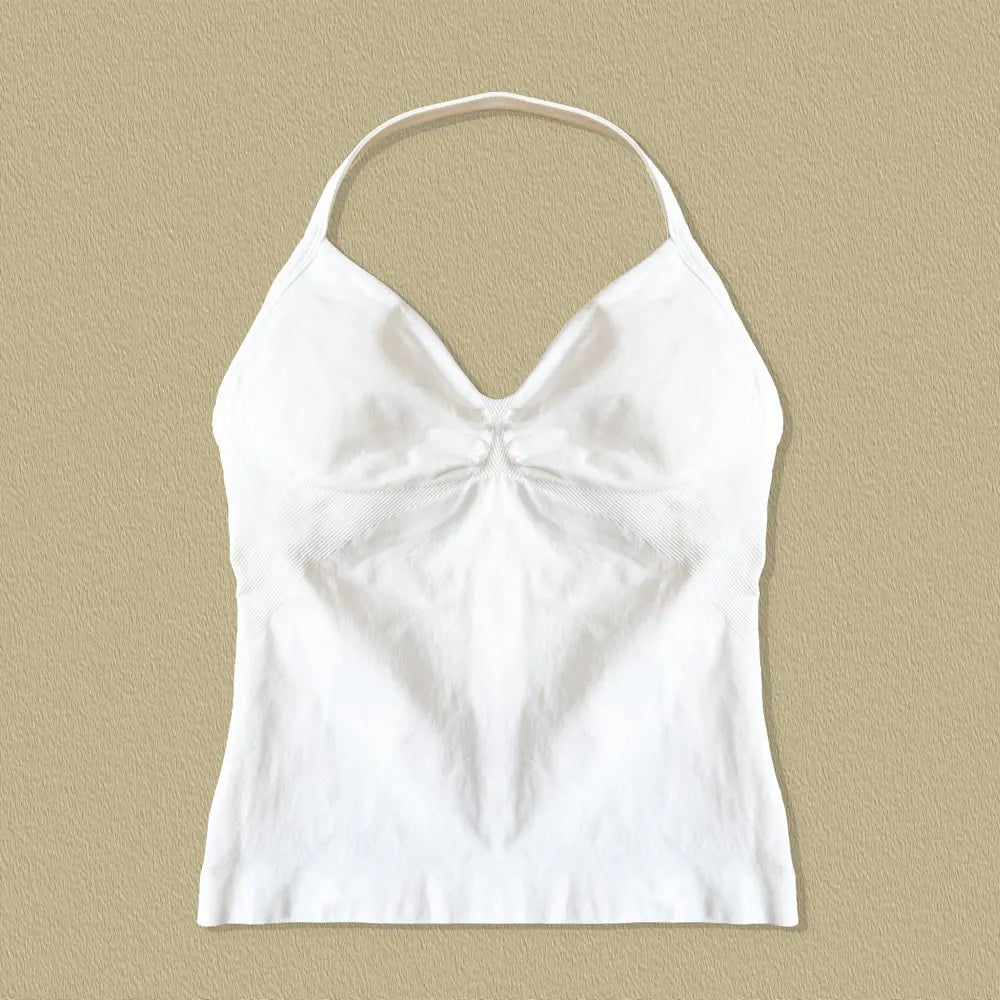 Sports Yoga Vest Women's Fitness Tank Top Gym Beautiful Open Back Bra Running Workout HalterLAGEN Impact Longline