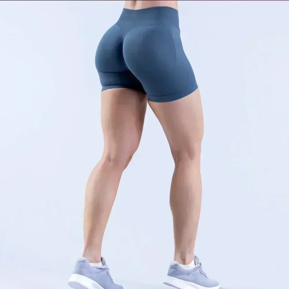 Impact Shorts 4.5" With Logo Low Ribbed Band Yoga Shorts Seamless Scrunch Bum Workout Gym Shorts Yoga Booty Running Short Pants