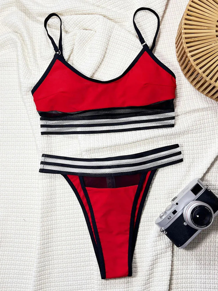 Swimsuit Women Patchwork Push Up Bikini Set High Cut Brazilian Bathing Suit Lady Beach Bathing Suit