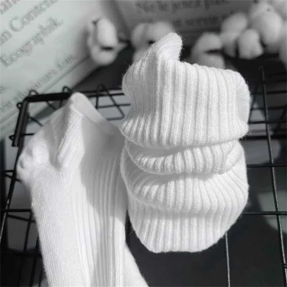 5 Pairs/Pack Ankle Socks Women 100% Cotton Invisible Sweat-absorbing Girls Low Tube Boat Socks EU 36-42 white socks
