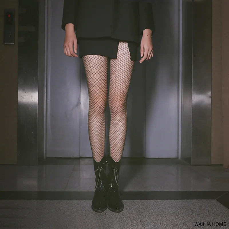Sexy Black Fishnet Non-Slip Stockings Women Hollow Out Tight High Over Knee Lace Women's Long Stockings New