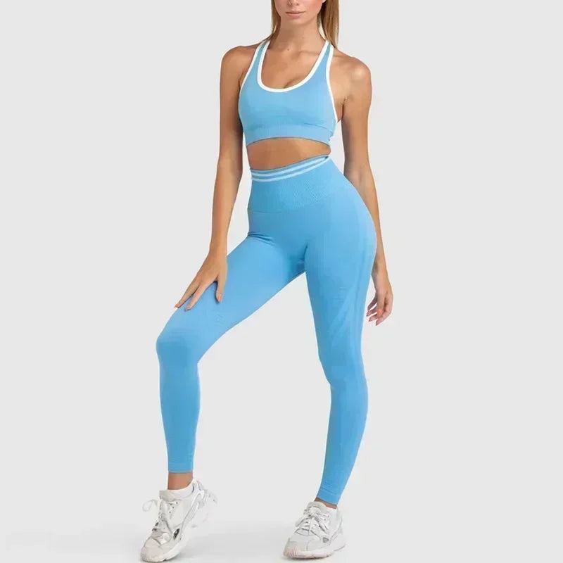 Seamless Yoga Sets Sports Fitness High Waist Hip Raise Pants Long-Sleeved Backless Suit Workout Clothes Gym Shorts Set for Women