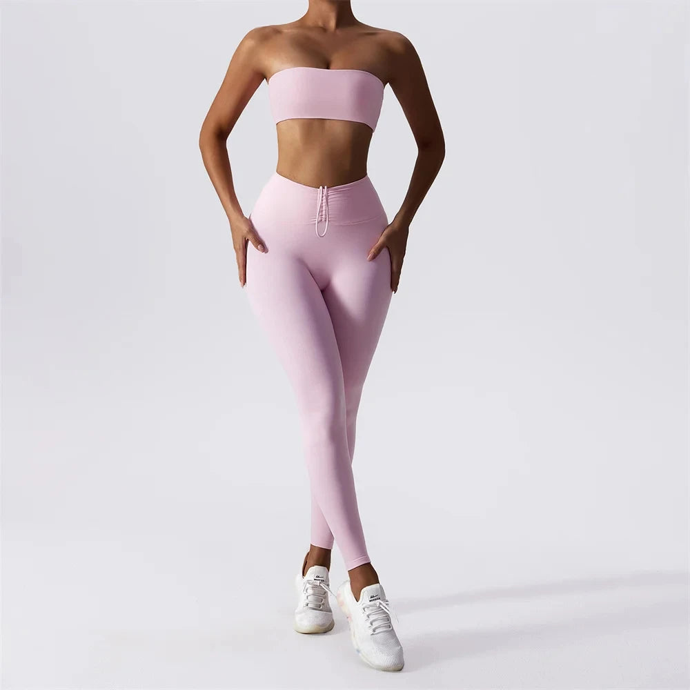 Yoga Set 2 Piece High Waist Leggings Sports Bra Women Tracksuit.