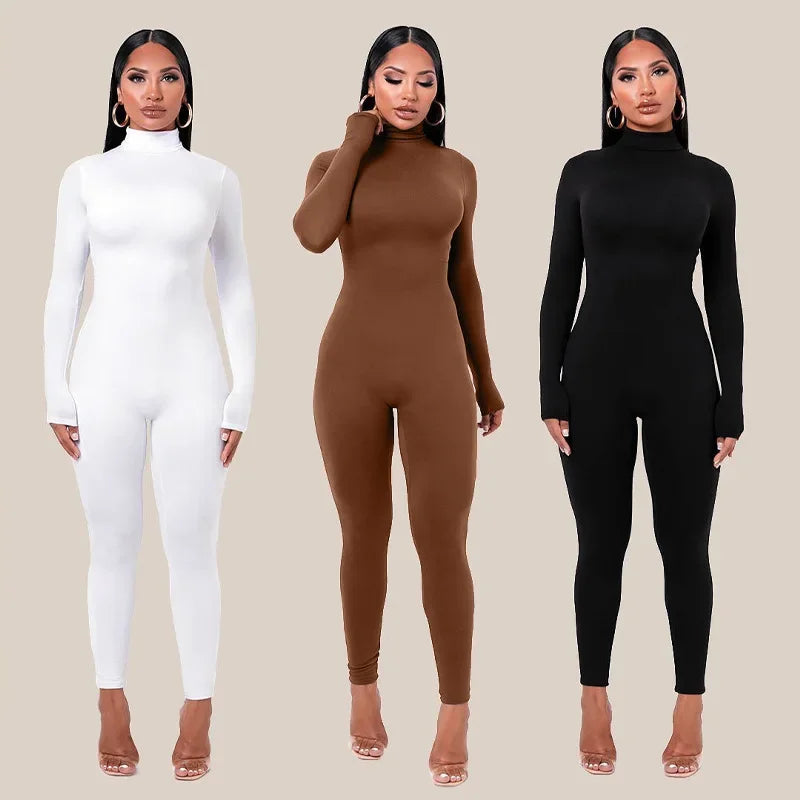 Autumn/winter New Solid Color Tight Sleeve Fleece Lined Jumpsuit Women's Yoga Suit Outdoor Trade