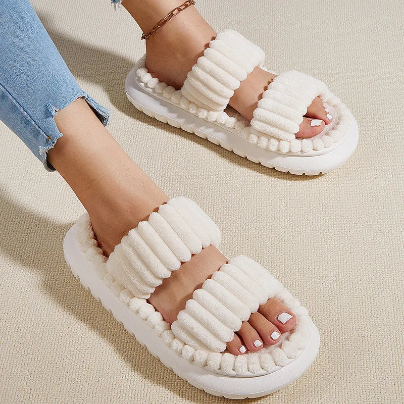 Winter Solid Linen Slippers 36-45 size Women Home Slippers Household Cotton Non Slip Thick Mute Shoes Couple Indoor Slipper