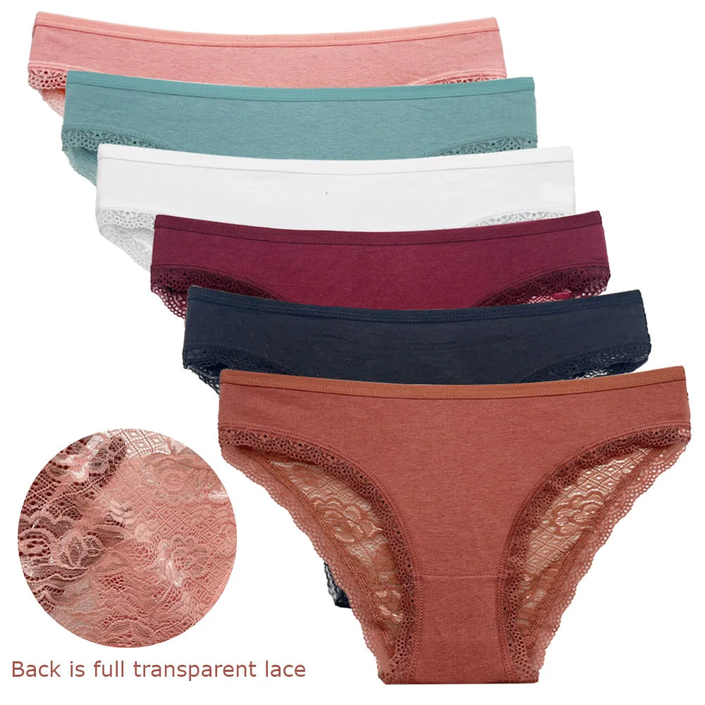 5Pcs/Set New Arrival Low Rise Ladies Sexy Lace Panty Briefs Panties for Women Lingerie Cotton Underpants