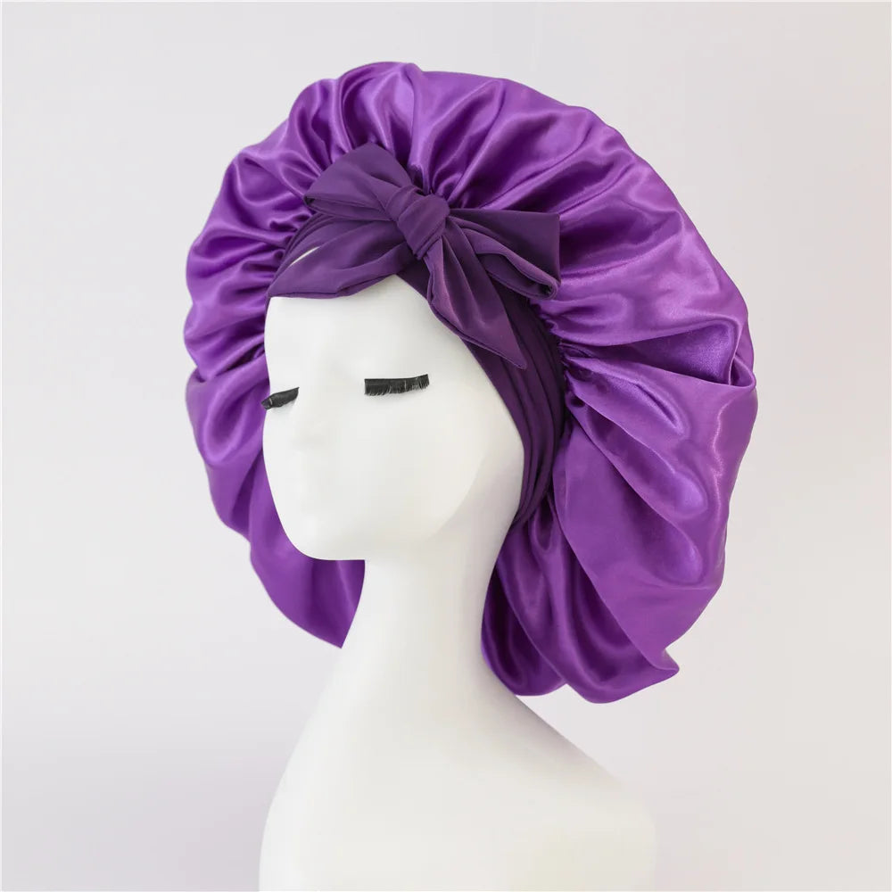 Sleeping Hat Women Satin Plain Night Sleeping Cap Hair Care