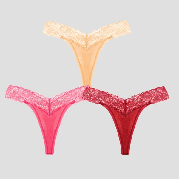 3 PCS/Lot Seamless Panties Set Women Sexy Lace Underwear Female Soft Cotton Thongs Woman Breathable Tangas