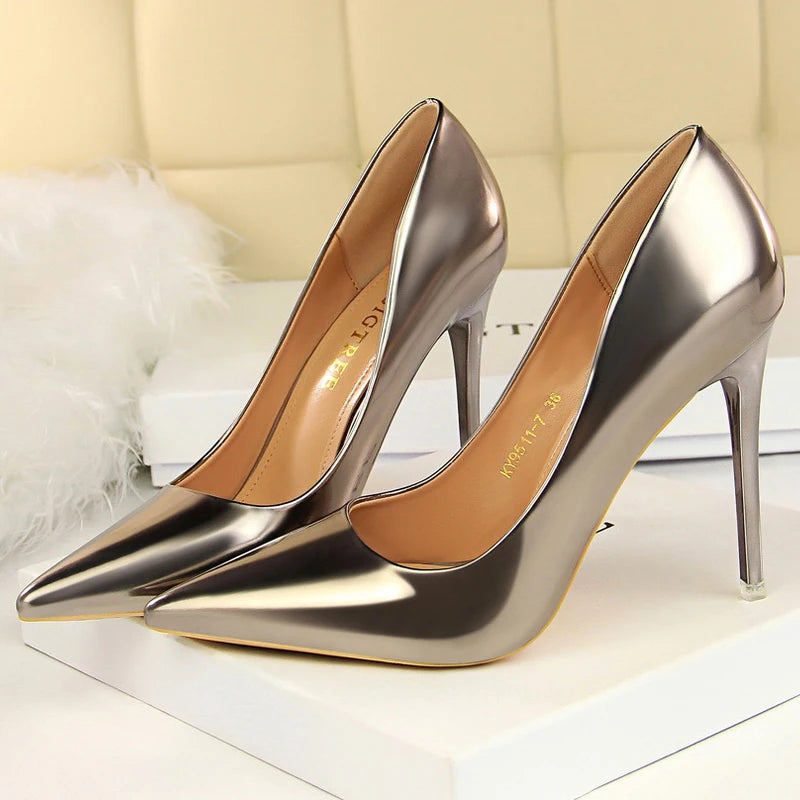Pumps Patent Leather Women Pumps Fashion Women Wedding Shoes High Heels Stiletto 10.5 Cm 7.5 Cm Lady Shoes