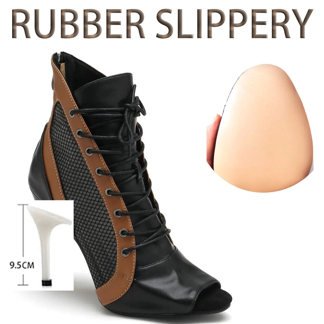 New Sexy Women Black High Heels Trend Lace-up Boots Indoor Suede Sole Customizable Latin Dancing Stilettos Booties