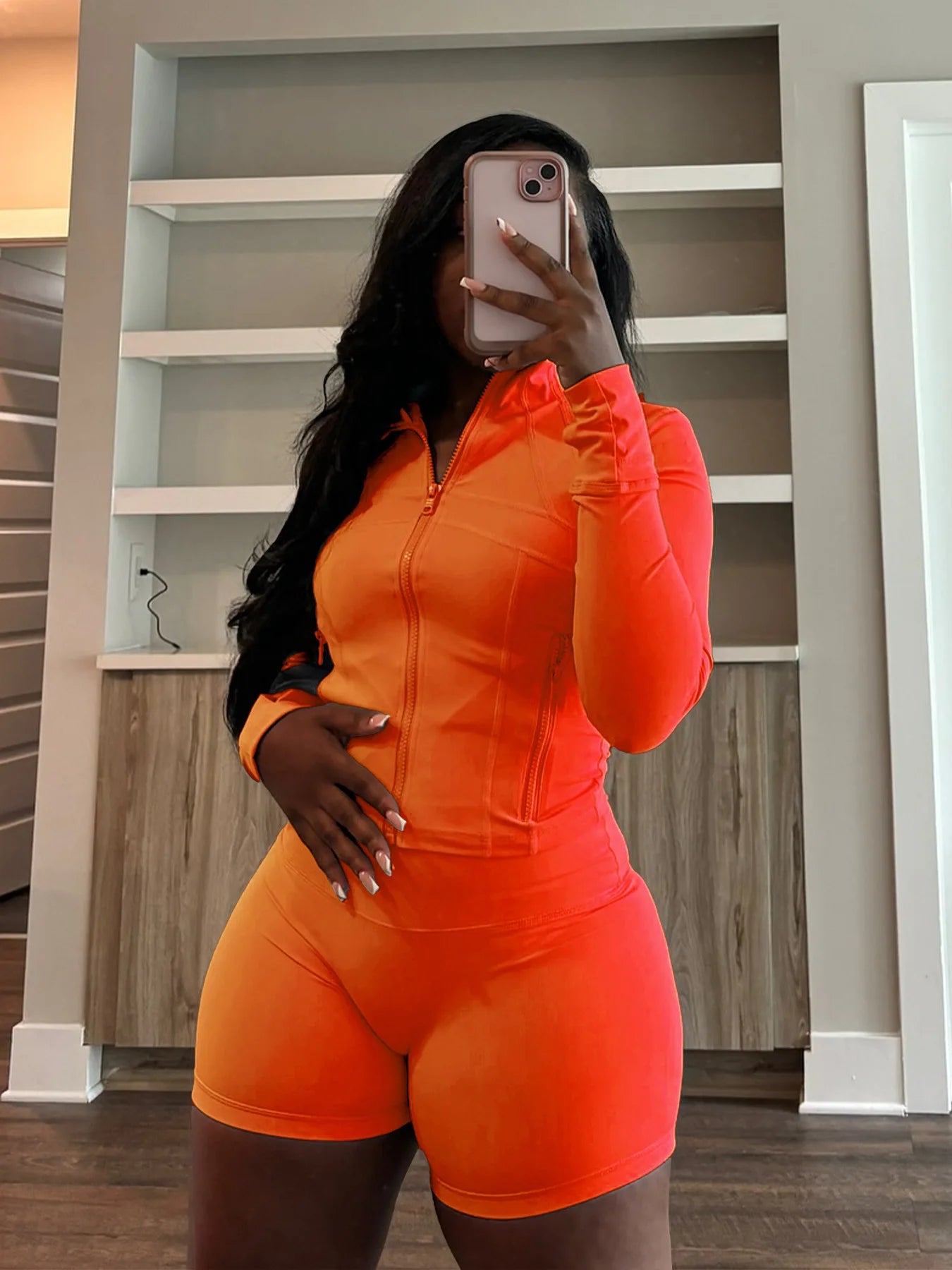Autumn And Winter New Long Sleeves Zipper Crop top Suits Tracksuits Women's Suits Fashion Pants Female Soild 2 Piece Sets