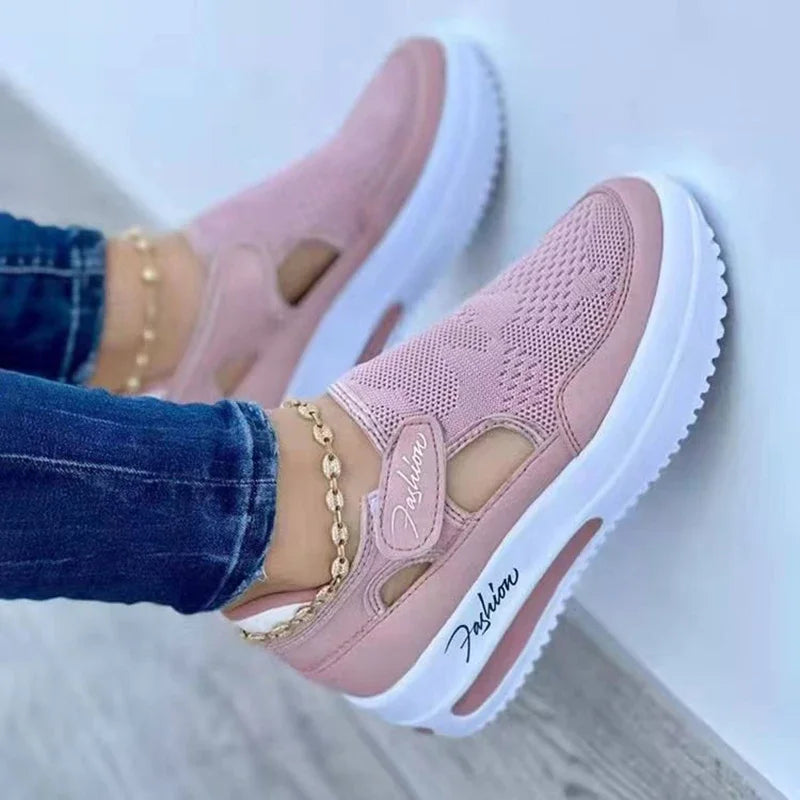Women Tennis Shoes Female Mesh Breathable Casual Shoes Ladies Platform Hollow Out Sport Shoes