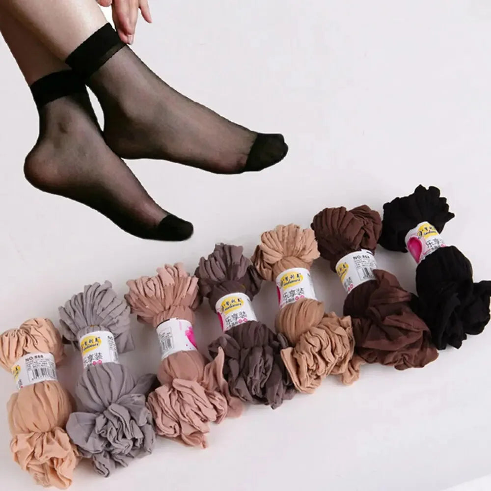 igh Quality Women Velvet Socks Pack Female Summer Thin Silk Transparent Sexy Ankle Nylon Socks Set