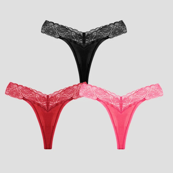 3 PCS/Lot Seamless Panties Set Women Sexy Lace Underwear Female Soft Cotton Thongs Woman Breathable Tangas