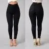 Women Denim Skinny Jeggings Pants High Waist Stretch Jeans Pure Color Slim Pencil Pants