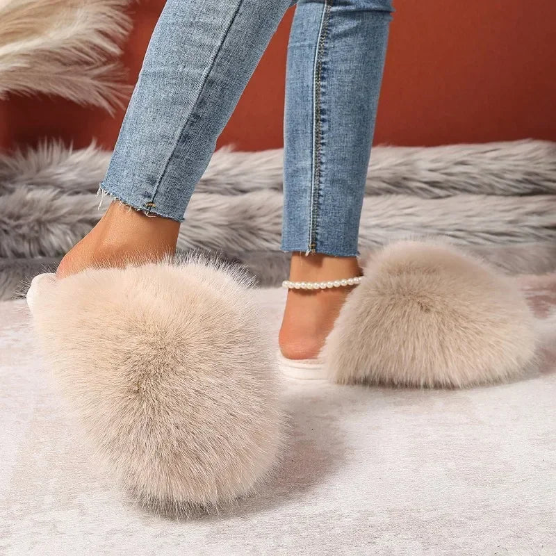Slippers for Women Anti-slip Round Head Keep Warm One Kick Shoes for Women Suede 2024 New Light Home Slipper