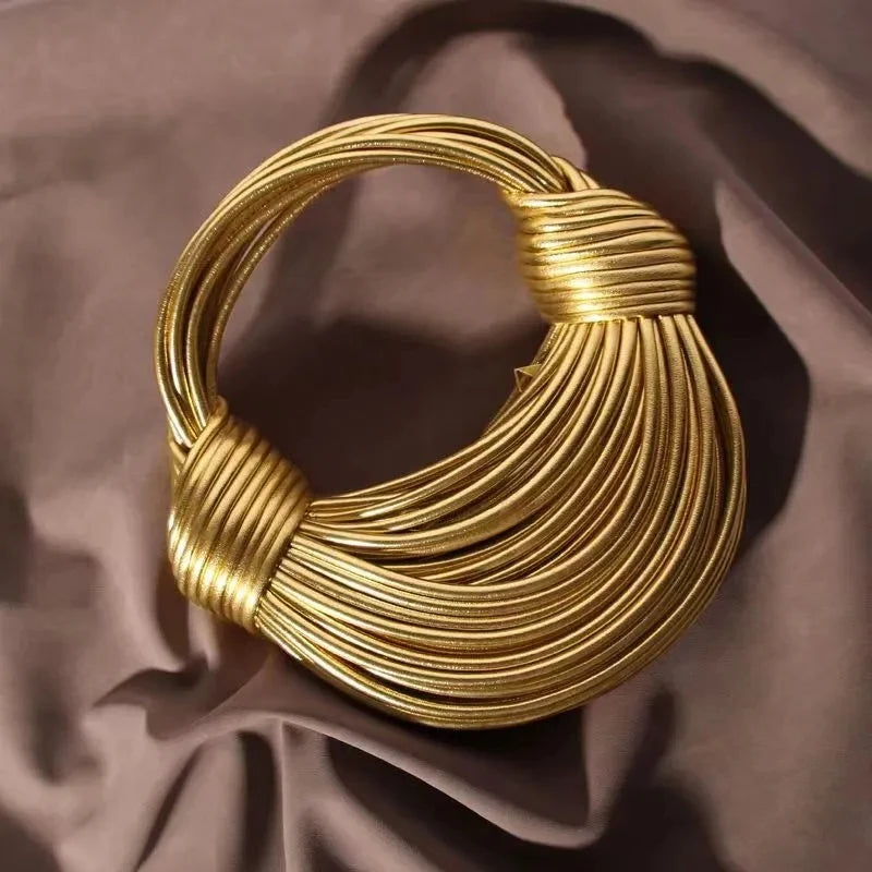 Handbags for Women New Gold Luxury Designer Brand Handwoven Noodle Bags Rope Knotted Pulled Hobo Silver Evening Clutch Chic