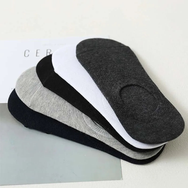5 Pairs Women's silicone invisible Boat Socks Summer Solid Color Ankle Boat Socks Female Soft Cotton Slipper Socks 35-40 EUR