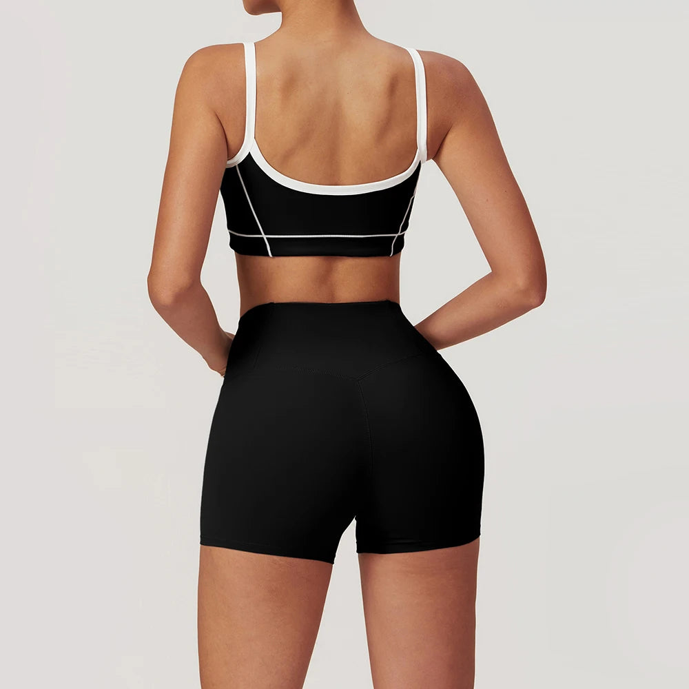 Yoga Set Women Sport Bra Gym Workout Legging High Waist Wide Flare Pant Fitness Sports Shorts Active Wear Suit