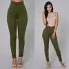 Women Denim Skinny Jeggings Pants High Waist Stretch Jeans Pure Color Slim Pencil Pants