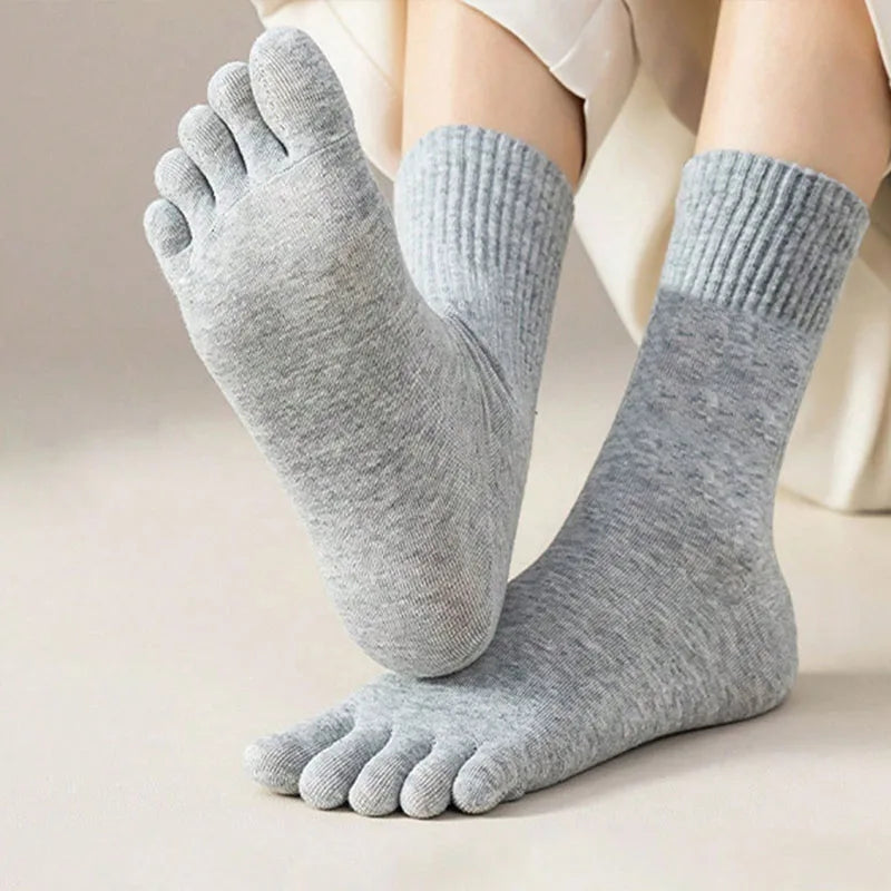 Women Five Fingers Socks Solid Colour Ladies Split Toe Sports Socks Spring Autumn Toe Socks