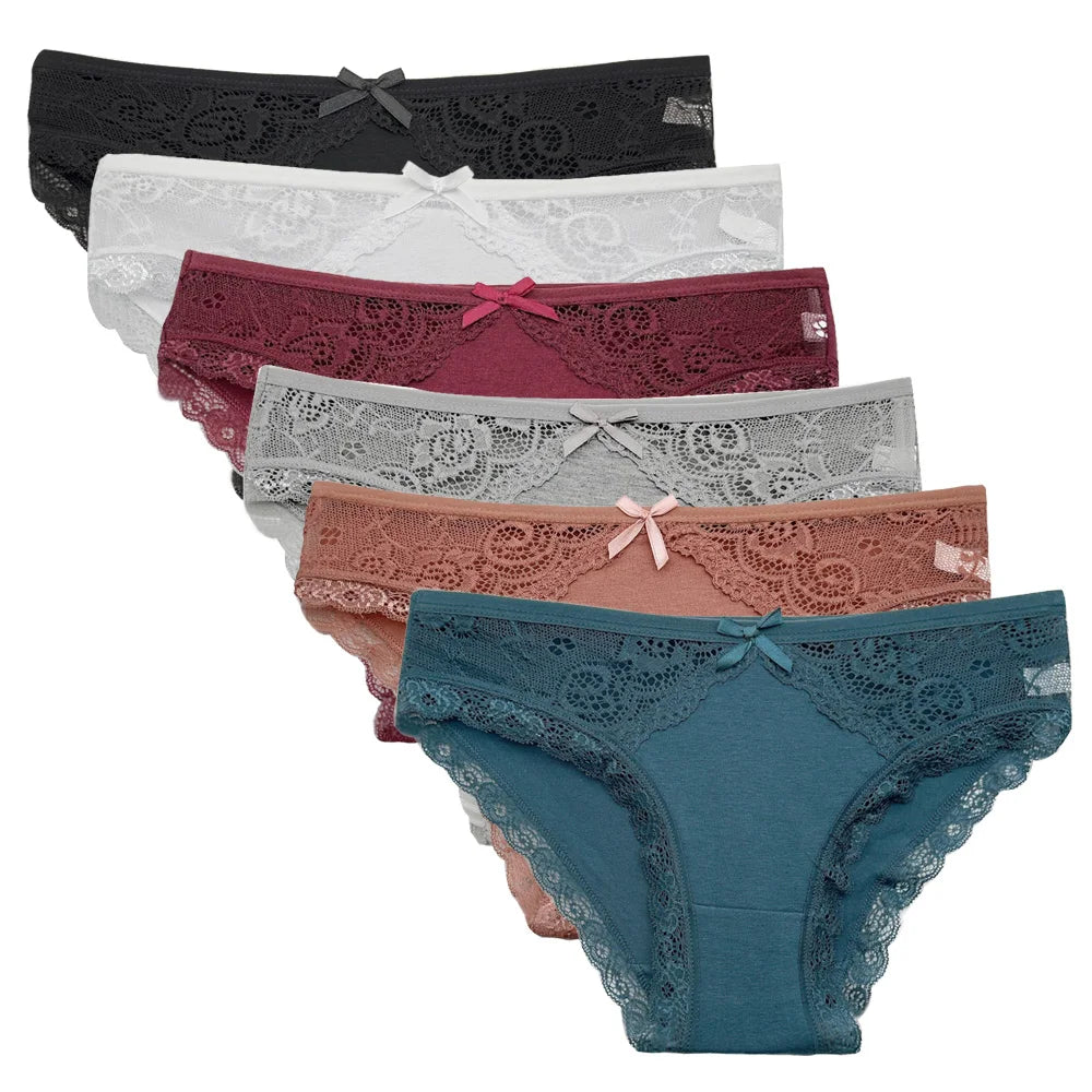 5Pcs/Set New Arrival Low Rise Ladies Sexy Lace Panty Briefs Panties for Women Lingerie Cotton Underpants