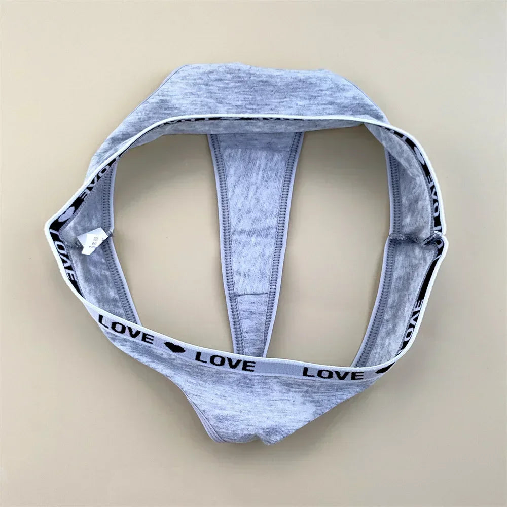 3pcs "Love" Letters Cotton Thong Sexy Ladies Panties Women's G-string Underwear Sexy Yoga Fitness T Pants