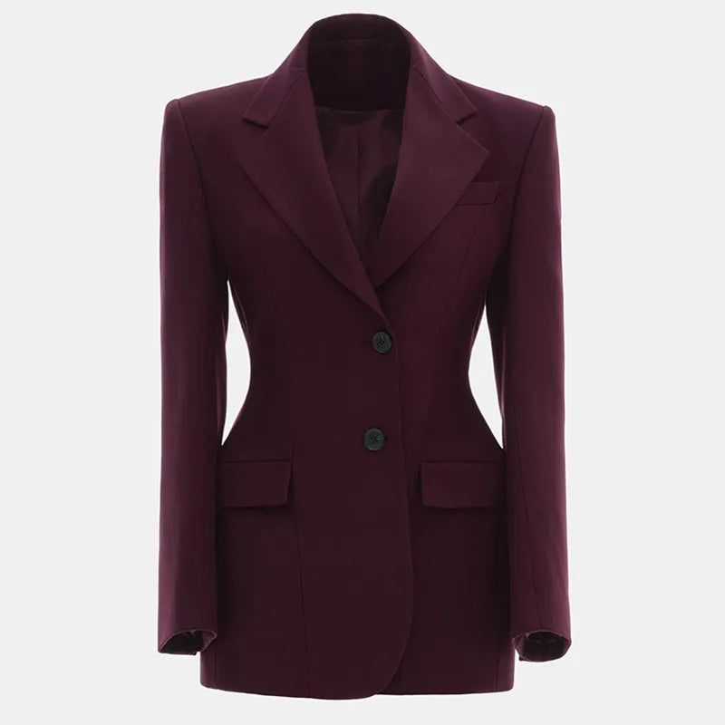 Elegant Women Slim Blazer Jacket Shoulder Pads Lapel Single Breasted Long Sleeve Female Jackets Lady Street Office Outerwear