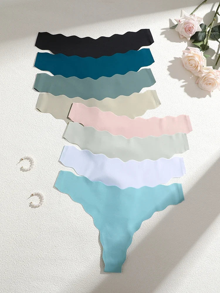 8 Pieces Sexy Lingerie Women Seamless Briefs Ice Silk G-string Female Underpants for Women Elasticity Thongs Secret G-string