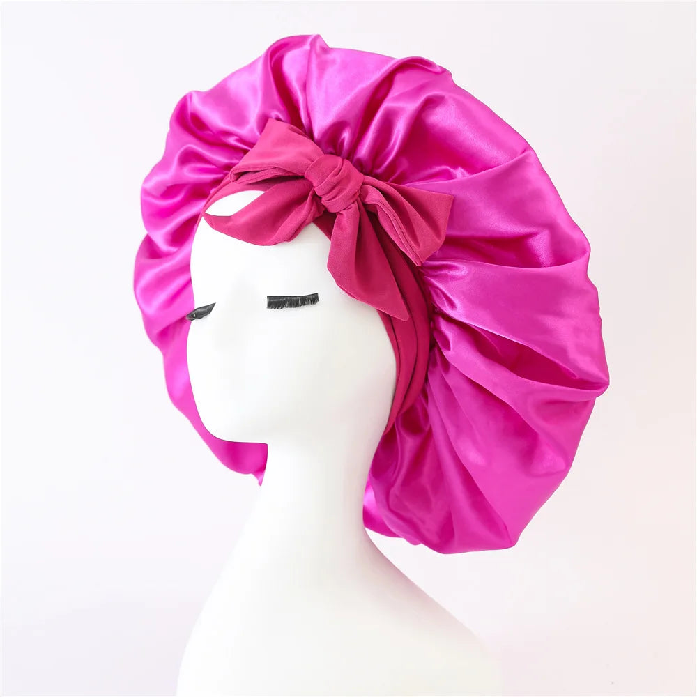 Sleeping Hat Women Satin Plain Night Sleeping Cap Hair Care