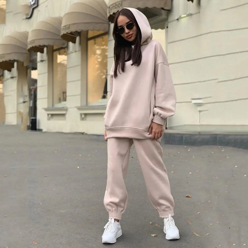 Women Tracksuit Autumn Winter Warm Hoodies Top Suit Casual Hooded Sweatshirts and Sweatpants Outfits Sweatpants 2 Piece Sets