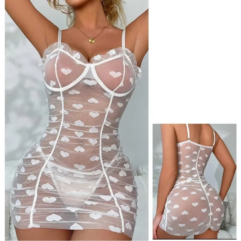 Women sexy lingerie lace transparent sleepwear hot erotic babydolls dress sexy costumes plus size lingerie sexy pajamas