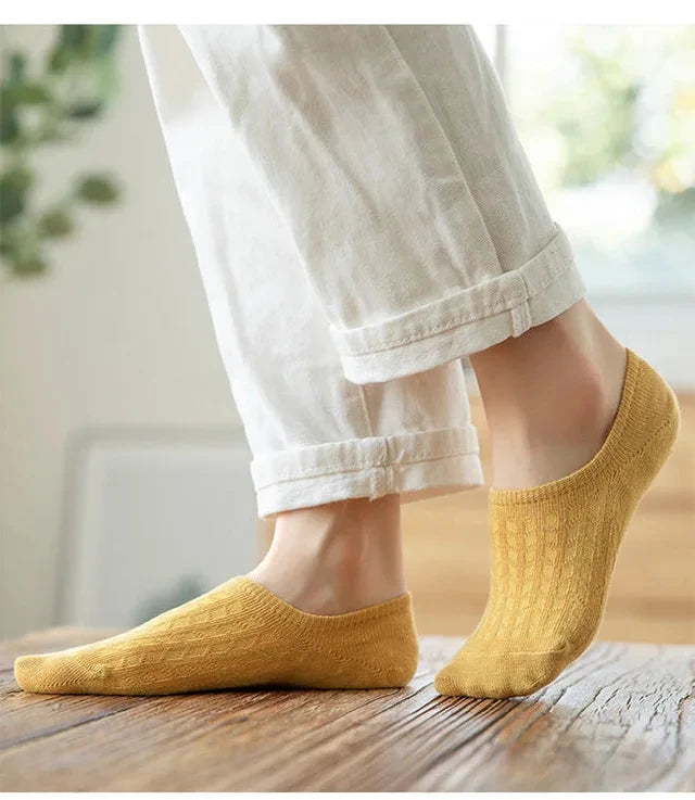 5 Pairs Women's silicone invisible Boat Socks Summer Solid Color Ankle Boat Socks Female Soft Cotton Slipper Socks 35-40 EUR