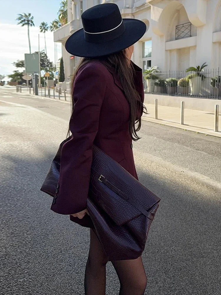 Elegant Women Slim Blazer Jacket Shoulder Pads Lapel Single Breasted Long Sleeve Female Jackets Lady Street Office Outerwear