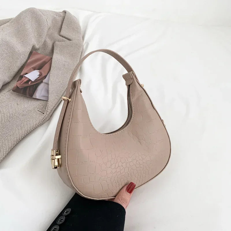 Fashion Luxury Design PU Leather Shoulder Bag Women Small Clutch Handbag Purse Female Underarm Bag Travel Totes
