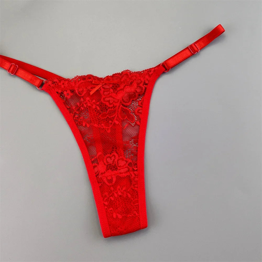 3Pcs Sexy Thongs Underwear for Women Perspective Lace G-String Panties Low Waist Plus Size Hot Wife Gift