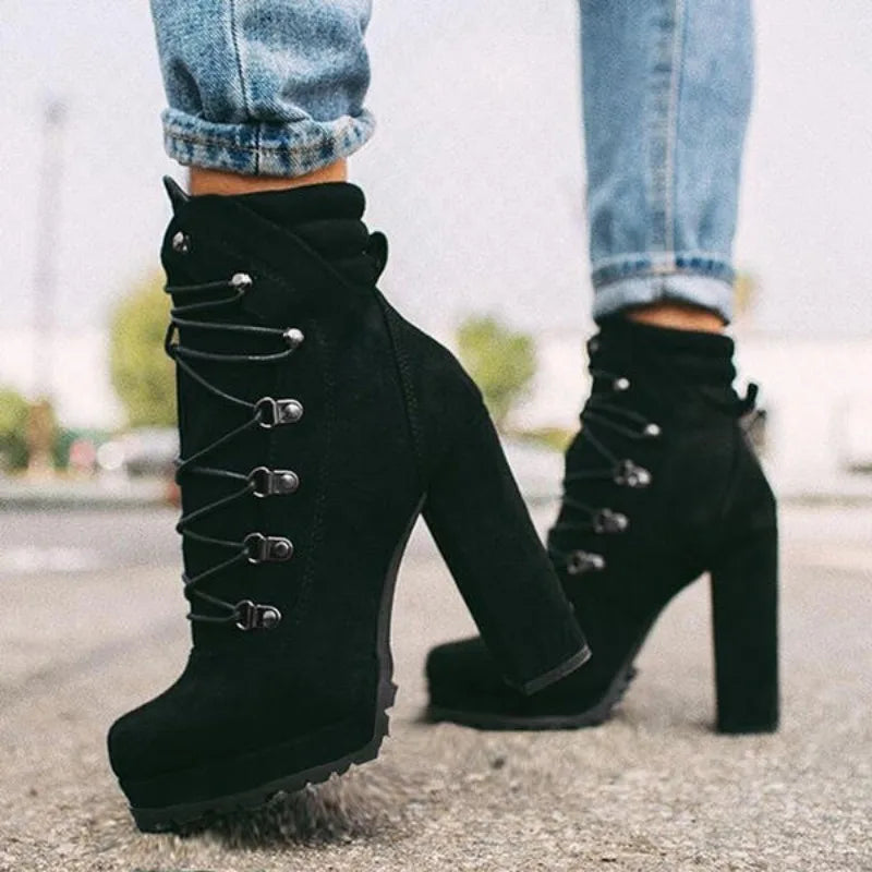 Boots Autumn and Winter New Waterproof Platform High Heel Style Short Boots