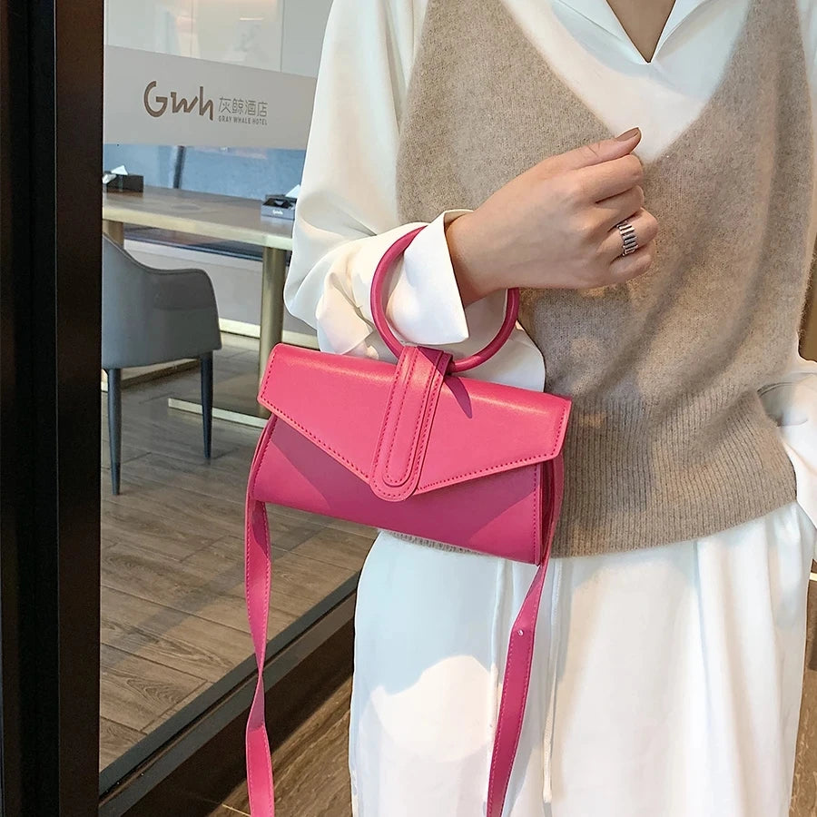 Diagonal ladies designer handbag.