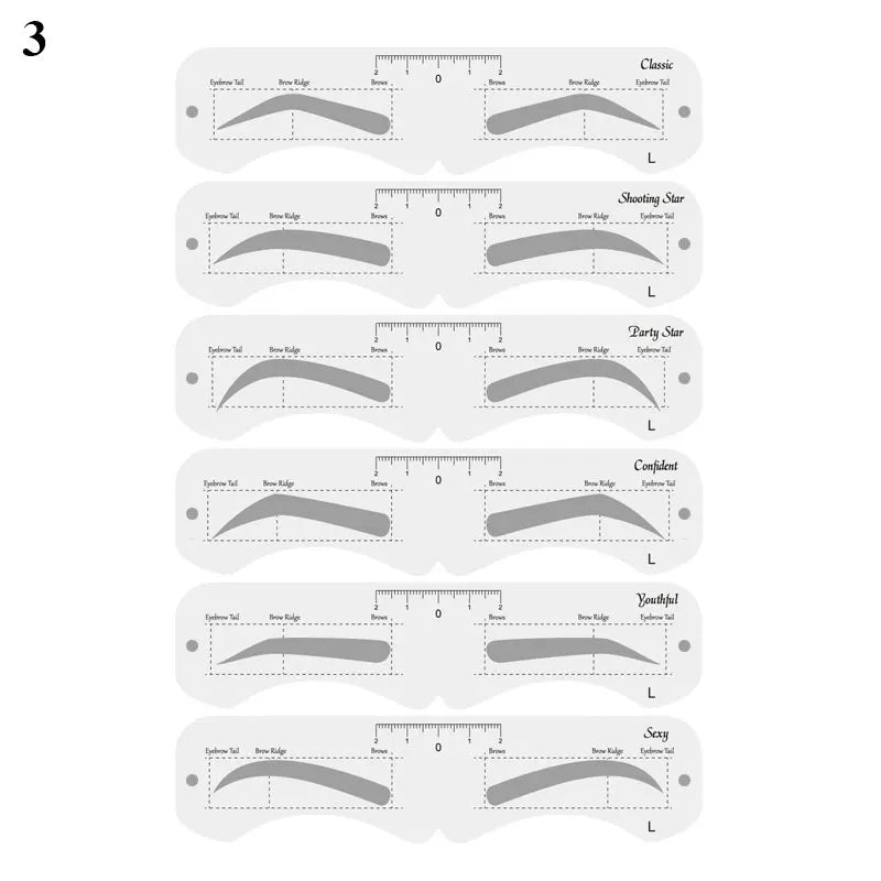 Reusable Eyebrow Stencil Set Soft Ruler Eyebrow Definer Eyebrow Drawing Guide Styling Shaping Care Card Template Makeup Tools