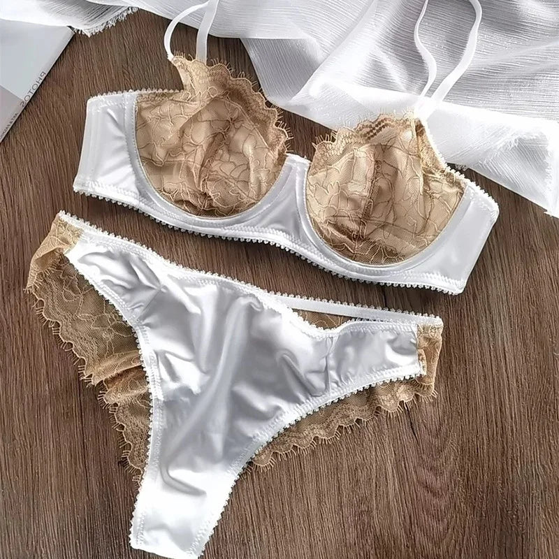 Bra Sets 3-Point Sexy Lingerie Push Up Brassiere Transparent Lace Lingerie Women Fancy Underwear 18 Intimate Lingerie