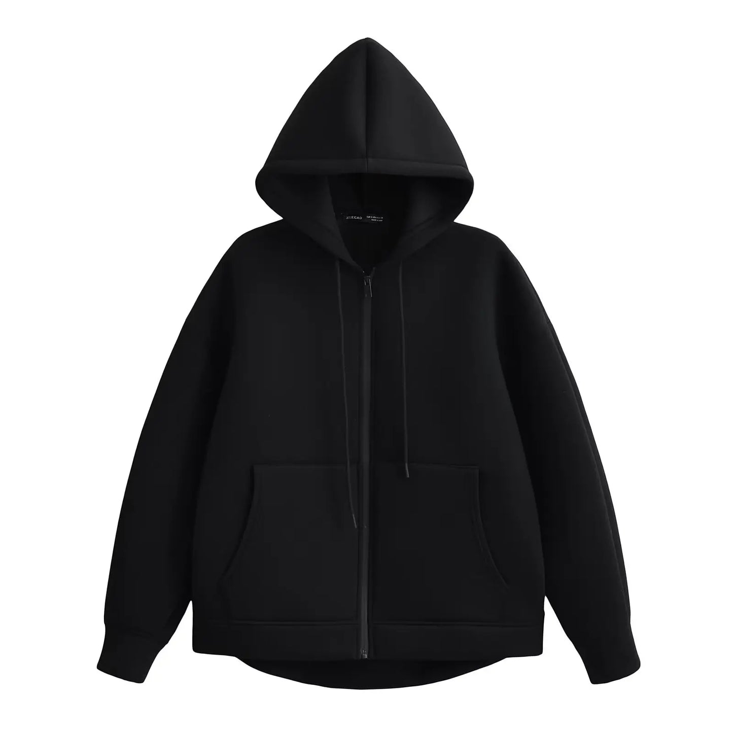 Autumn Women Gray Jacket With Hood Long Sleeve Big Pocket Zipper Jacket Coat Woman Loose Casual Outerwear Coat Tops
