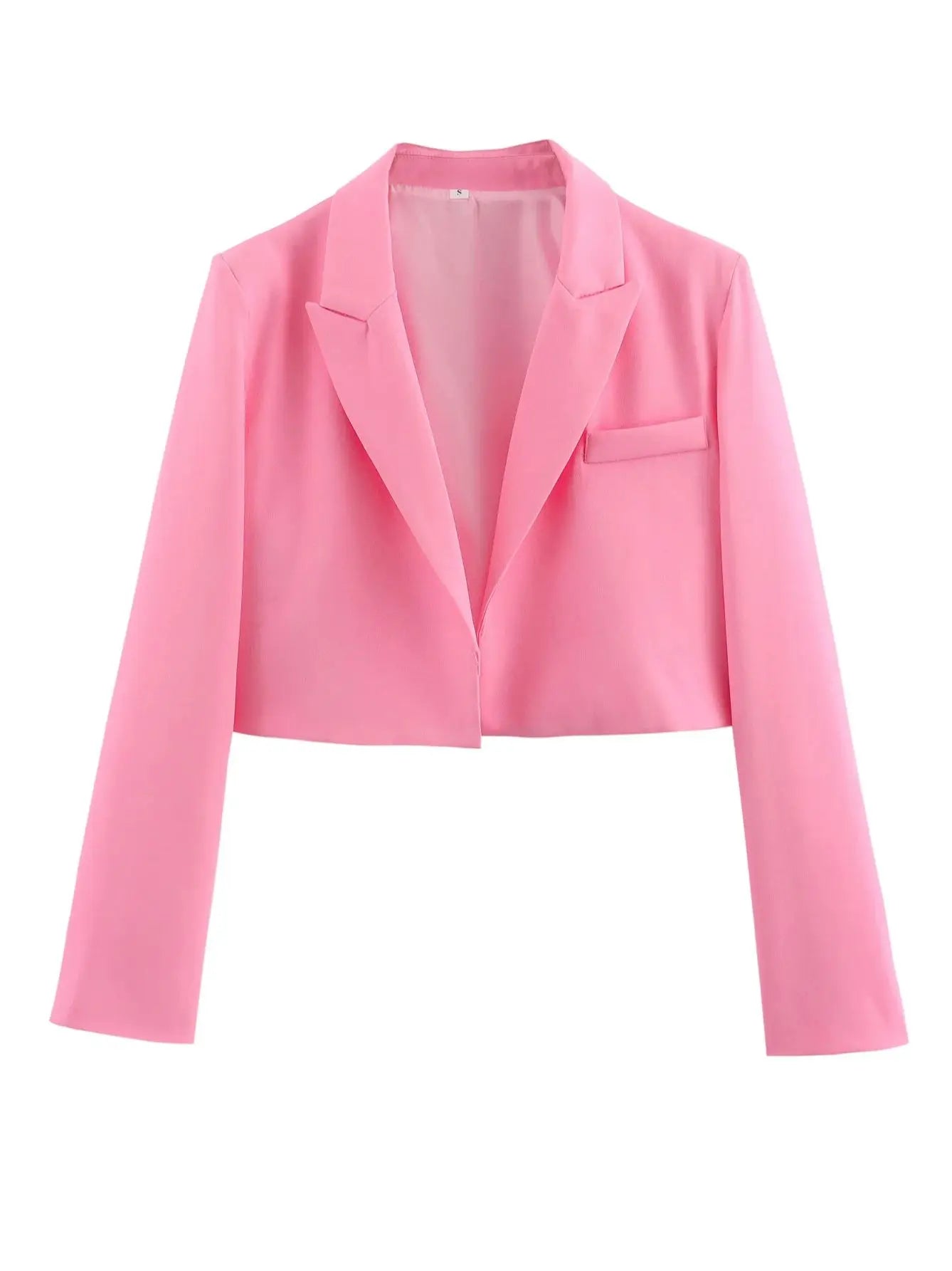 Women's Fashion Crop Blazer Women High Street Lapel Long Sleeve Versatile Top Female Jacket Coat