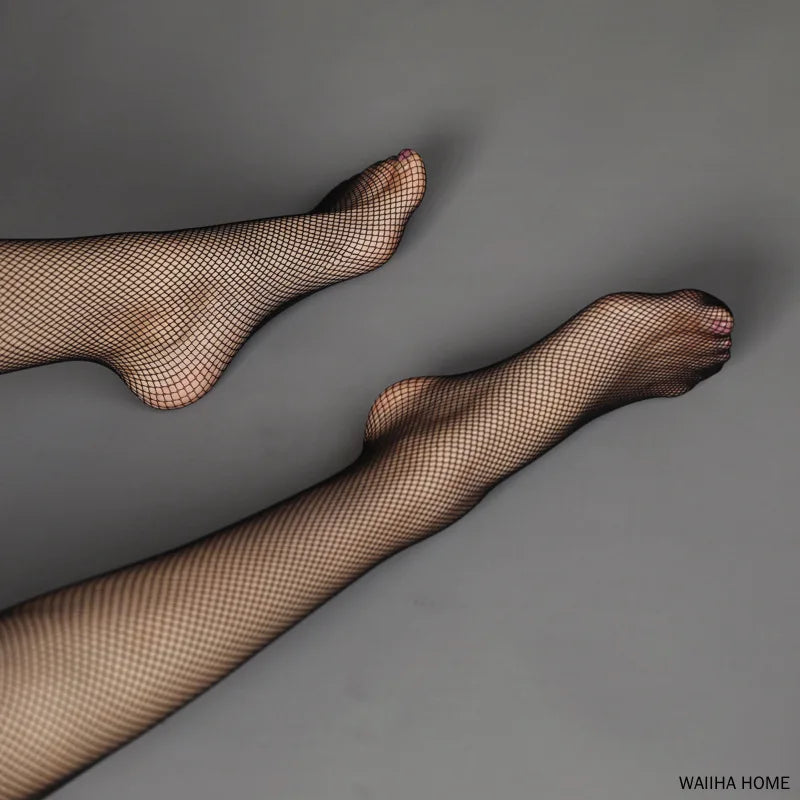 Sexy Black Fishnet Non-Slip Stockings Women Hollow Out Tight High Over Knee Lace Women's Long Stockings New