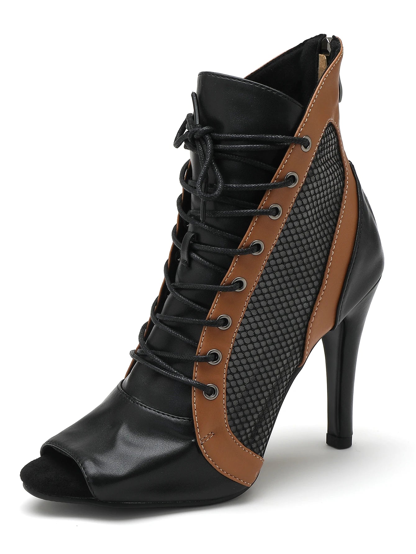 New Sexy Women Black High Heels Trend Lace-up Boots Indoor Suede Sole Customizable Latin Dancing Stilettos Booties