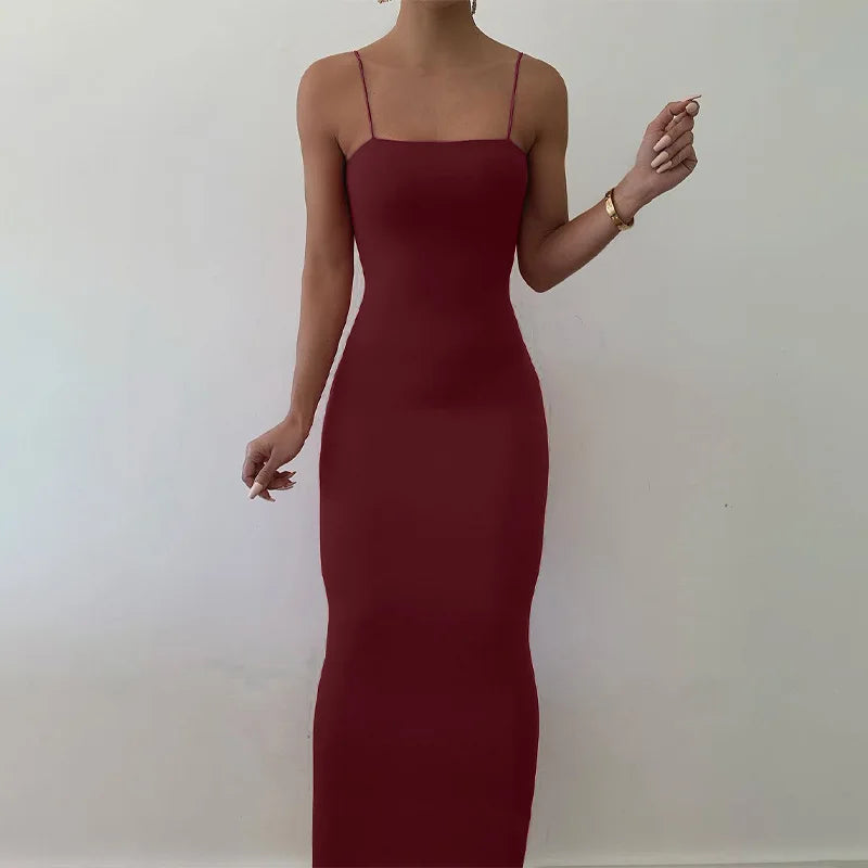 Autumn Winter Women Solid White Black Strap Midi Dress Bodycon Sexy Streetwear Party Club Elegant Fashion Clothes