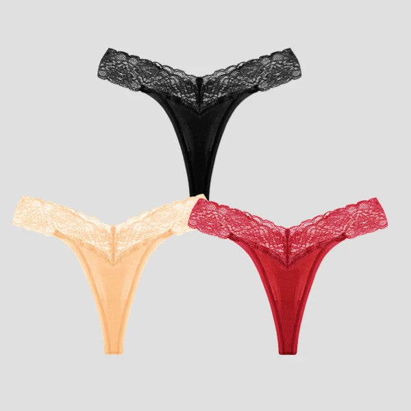 3 PCS/Lot Seamless Panties Set Women Sexy Lace Underwear Female Soft Cotton Thongs Woman Breathable Tangas