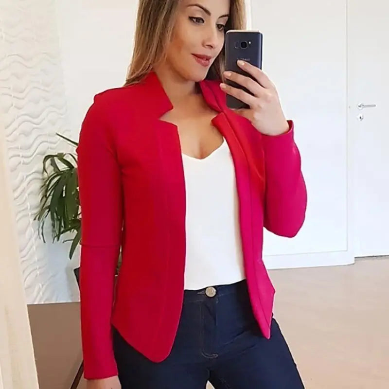 Women's Thin White Blazer Summer Autumn Slim Fit Long Sleeve Open Stitch Office Coat Tops Black Ladies Fashion Outwear