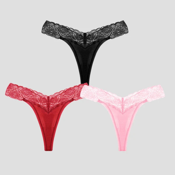 3 PCS/Lot Seamless Panties Set Women Sexy Lace Underwear Female Soft Cotton Thongs Woman Breathable Tangas